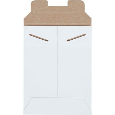 THE PACKAGING WHOLESALERS Stayflats® Tab Lock Mailers, 6"W x 8"L, White, 100/Pack ENVRM1SFW